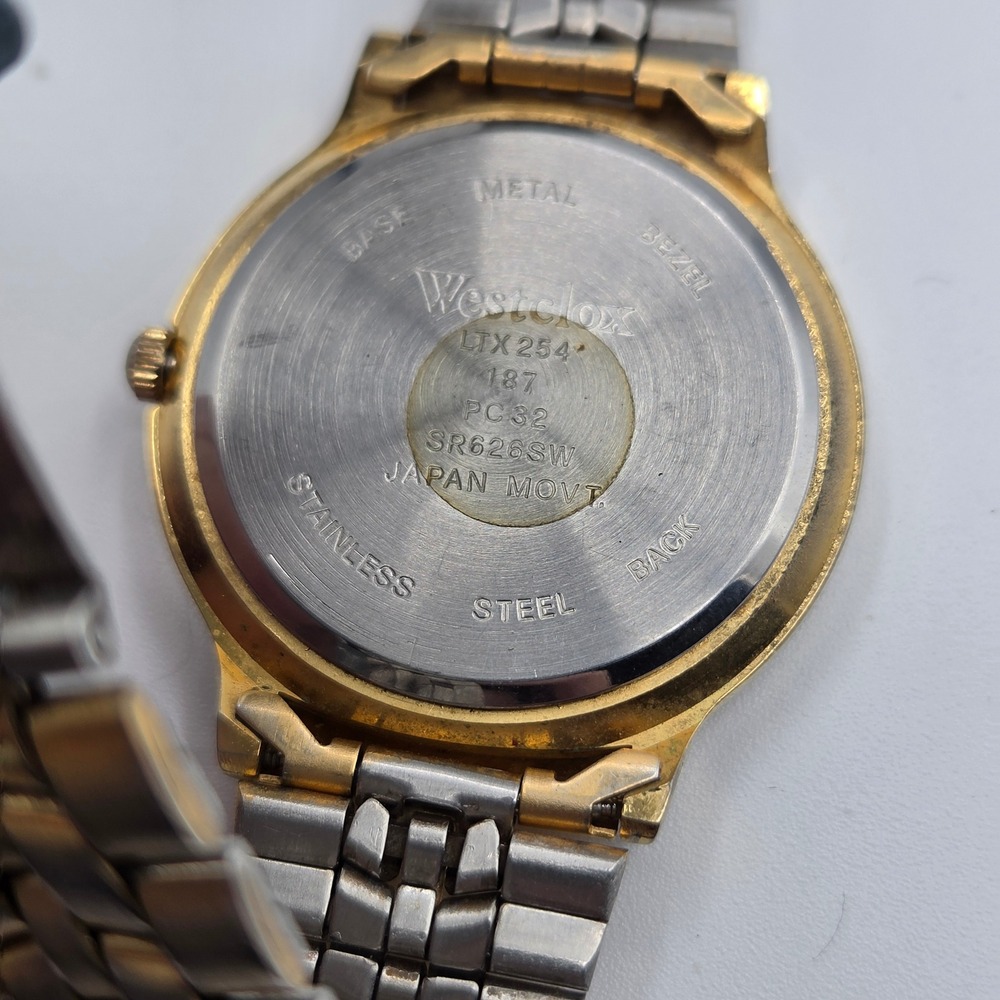 Westclox Mens Watch LTX 254 Two Tone Gold Silver Quartz Date Untested - Picture 4 of 8